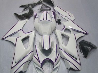 Rayure Épingle Violet Blanc Brillant 2007-2008 Suzuki GSXR 1000 Carénage Moto