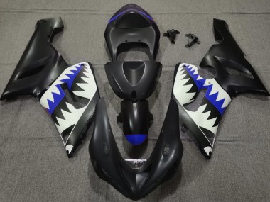 Requin Noir Mat & Bleu 2005-2006 Kawasaki ZX6R Carénage Moto