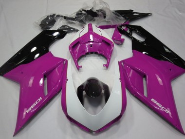 Rose Brillant & Blanc 2007-2014 Ducati 848 1098 1198 Carénage Moto