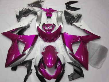 Rose Brillant & Blanc 2009-2016 Suzuki GSXR 1000 Carénage Moto