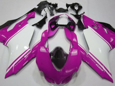 Rose Brillant Blanc & Noir 2011-2014 Ducati 1199 Carénage Moto