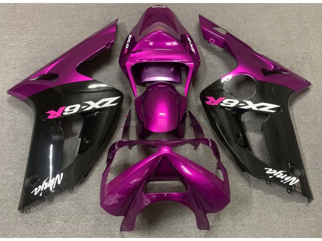 Rose Brillant & Noir 2003-2004 Kawasaki ZX6R Carénage Moto Rose Brillant & Noir 2003-2004 Kawasaki ZX6R Carénage Moto