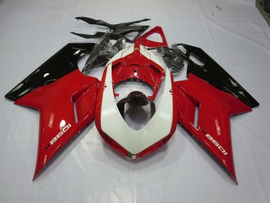 Rouge & Blanc 2007-2014 Ducati 848 1098 1198 Carénage Moto