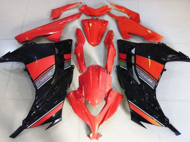 Rouge Bonbon & Noir 2013-2018 Kawasaki Ninja 300 Carénage Moto