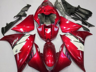 Rouge Brillant & Blanc 2012-2014 Yamaha R1 Carénage Moto