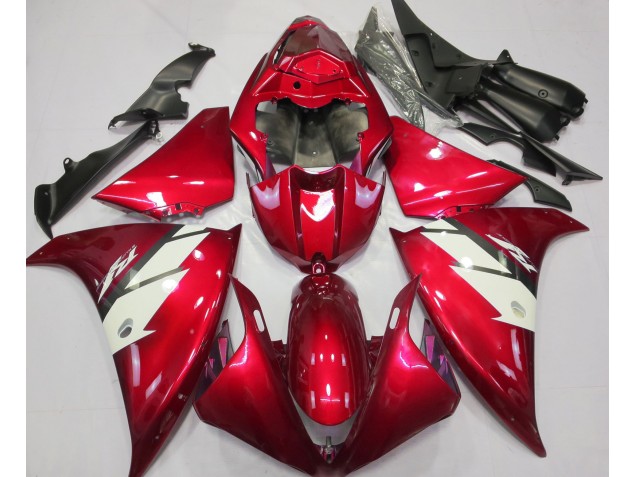 Rouge Brillant & Blanc 2012-2014 Yamaha R1 Carénage Moto Rouge Brillant & Blanc 2012-2014 Yamaha R1 Carénage Moto