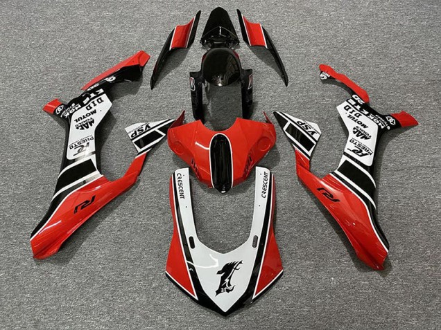 Rouge Brillant & Blanc 2015-2019 Yamaha R1 Carénage Moto Rouge Brillant & Blanc 2015-2019 Yamaha R1 Carénage Moto
