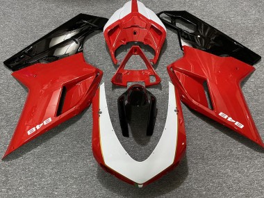 Rouge Brillant & Blanc (Autocollant 848) 2007-2014 Ducati 848 1098 1198 Carénage Moto