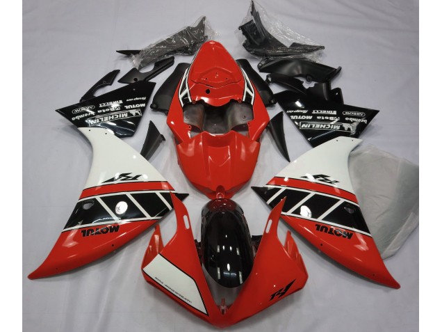 Rouge Brillant Blanc & Noir 2012-2014 Yamaha R1 Carénage Moto Rouge Brillant Blanc & Noir 2012-2014 Yamaha R1 Carénage Moto