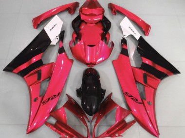 Rouge Brillant & Noir 2006-2007 Yamaha R6 Carénage Moto