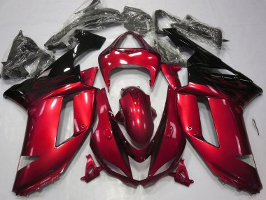 Rouge Brillant & Noir 2007-2008 Kawasaki ZX6R Carénage Moto