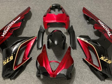 Rouge Brillant & Noir 2009-2012 Triumph Daytona 675 Carénage Moto