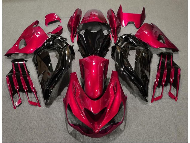 Rouge Brillant & Noir 2012-2021 Kawasaki ZX14R Carénage Moto Rouge Brillant & Noir 2012-2021 Kawasaki ZX14R Carénage Moto