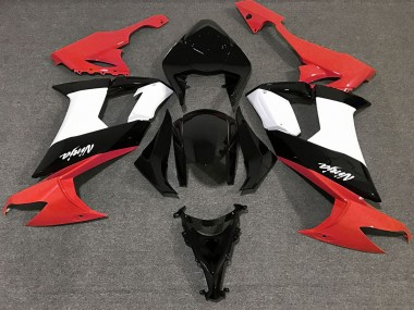 Rouge Brillant Noir & Blanc 2008-2010 Kawasaki ZX10R Carénage Moto