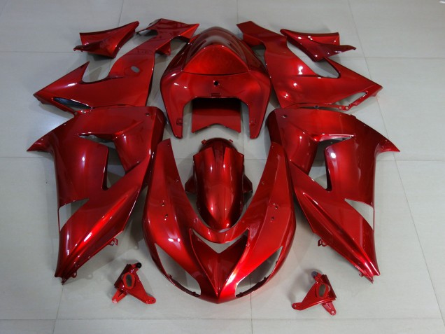 Rouge Brillant Profond 2006-2007 Kawasaki ZX10R Carénage Moto Rouge Brillant Profond 2006-2007 Kawasaki ZX10R Carénage Moto