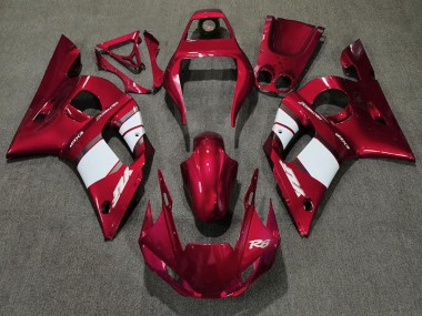 Rouge Profond & Blanc 1998-2002 Yamaha R6 Carénage Moto