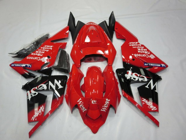 Rouge West 2004-2005 Kawasaki ZX10R Carénage Moto Rouge West 2004-2005 Kawasaki ZX10R Carénage Moto