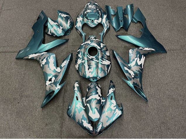 Sarcelle Foncé Camo 2004-2006 Yamaha R1 Carénage Moto Sarcelle Foncé Camo 2004-2006 Yamaha R1 Carénage Moto