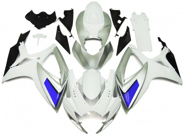 Style Argenté Blanc & Bleu Brillant 2006-2007 Suzuki GSXR 600-750 Carénage Moto Style Argenté Blanc & Bleu Brillant 2006-2007 Suzuki GSXR 600-750 Carénage Moto