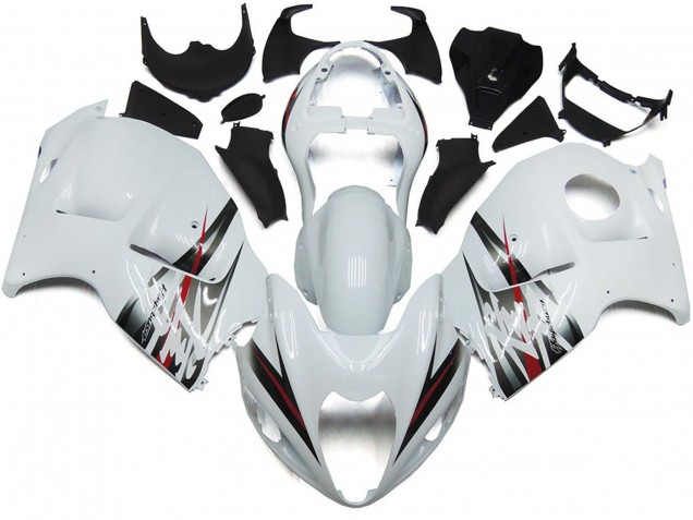 Style Blanc Brillant & Argent 1997-2007 Suzuki GSXR 1300 Carénage Moto Style Blanc Brillant & Argent 1997-2007 Suzuki GSXR 1300 Carénage Moto