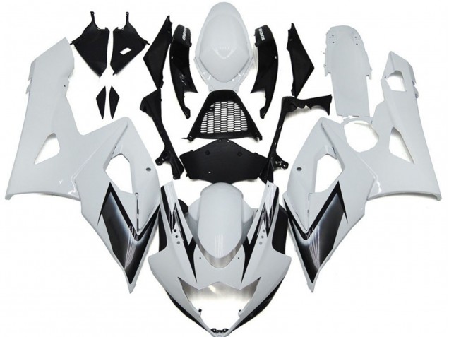 Style Blanc Brillant Avec Des Notes Argentées 2005-2006 Suzuki GSXR 1000 Carénage Moto Style Blanc Brillant Avec Des Notes Argentées 2005-2006 Suzuki GSXR 1000 Carénage Moto