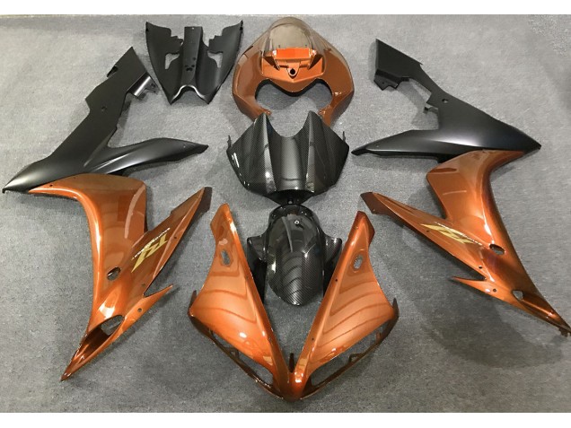 Style Orange Brillant & Fibre De Carbone 2004-2006 Yamaha R1 Carénage Moto Style Orange Brillant & Fibre De Carbone 2004-2006 Yamaha R1 Carénage Moto
