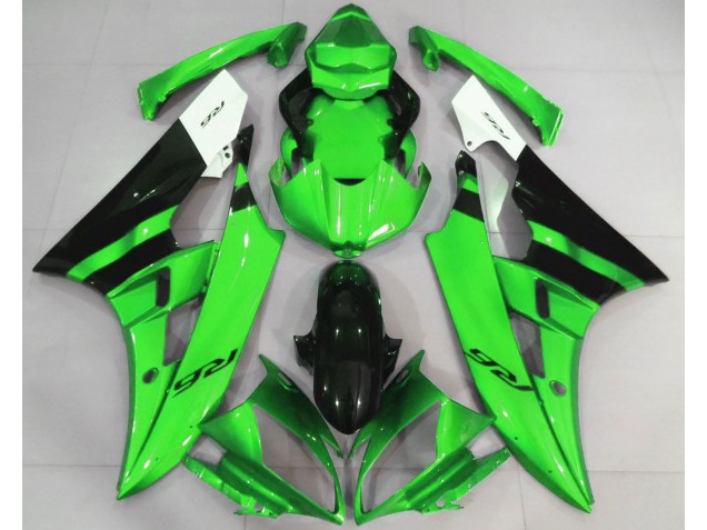 Vert Brillant & Noir 2006-2007 Yamaha R6 Carénage Moto Vert Brillant & Noir 2006-2007 Yamaha R6 Carénage Moto