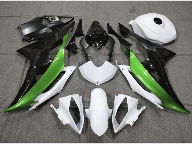Vert Personnalisé Noir & Blanc 2008-2016 Yamaha R6 Carénage Moto Vert Personnalisé Noir & Blanc 2008-2016 Yamaha R6 Carénage Moto