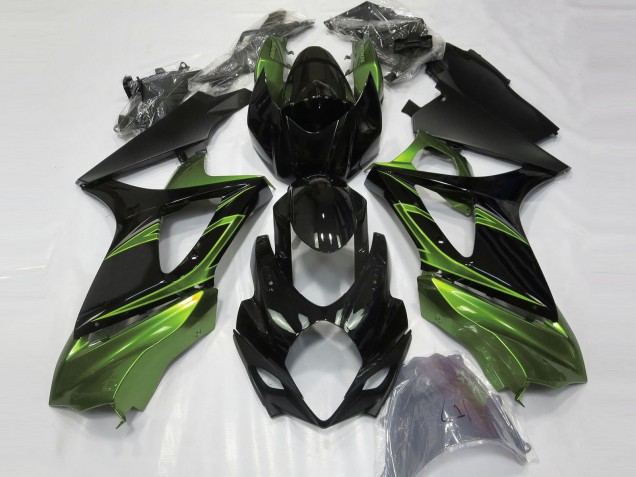 Vert Électrique & Noir Brillant 2007-2008 Suzuki GSXR 1000 Carénage Moto Vert Électrique & Noir Brillant 2007-2008 Suzuki GSXR 1000 Carénage Moto