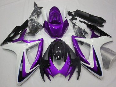 Violet & Blanc Débadgé 2006-2007 Suzuki GSXR 600-750 Carénage Moto