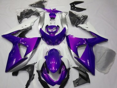Violet Brillant & Blanc 2009-2016 Suzuki GSXR 1000 Carénage Moto