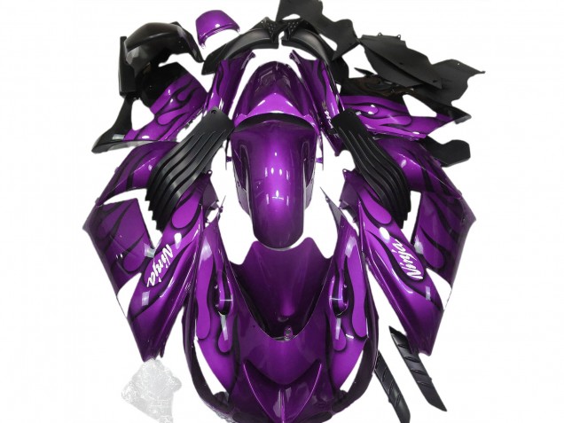 Violet Brillant & Flamme 2006-2011 Kawasaki ZX14R Carénage Moto Violet Brillant & Flamme 2006-2011 Kawasaki ZX14R Carénage Moto