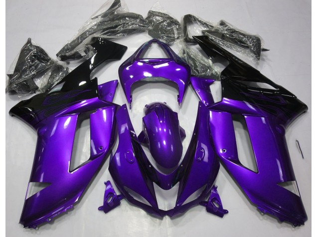Violet Brillant & Noir 2007-2008 Kawasaki ZX6R Carénage Moto Violet Brillant & Noir 2007-2008 Kawasaki ZX6R Carénage Moto