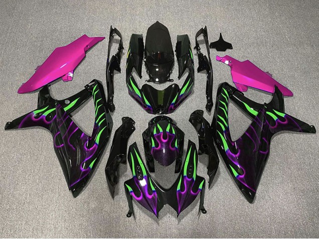 Violet & Vert Flamme 2008-2010 Suzuki GSXR 600-750 Carénage Moto Violet & Vert Flamme 2008-2010 Suzuki GSXR 600-750 Carénage Moto