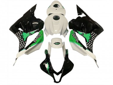 Éclaboussures Blanches & Vertes Brillantes 2009-2012 Honda CBR600RR Carénage Moto